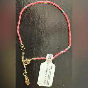 Anthropologie Serefina Seed Bead Pink, Gold, and Teal Bracelet